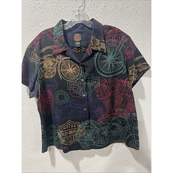 Harley Davidson Tori Richard‎ 100% Silk Button Up Shirt Women’s Large Hawaii - Picture 3 of 13
